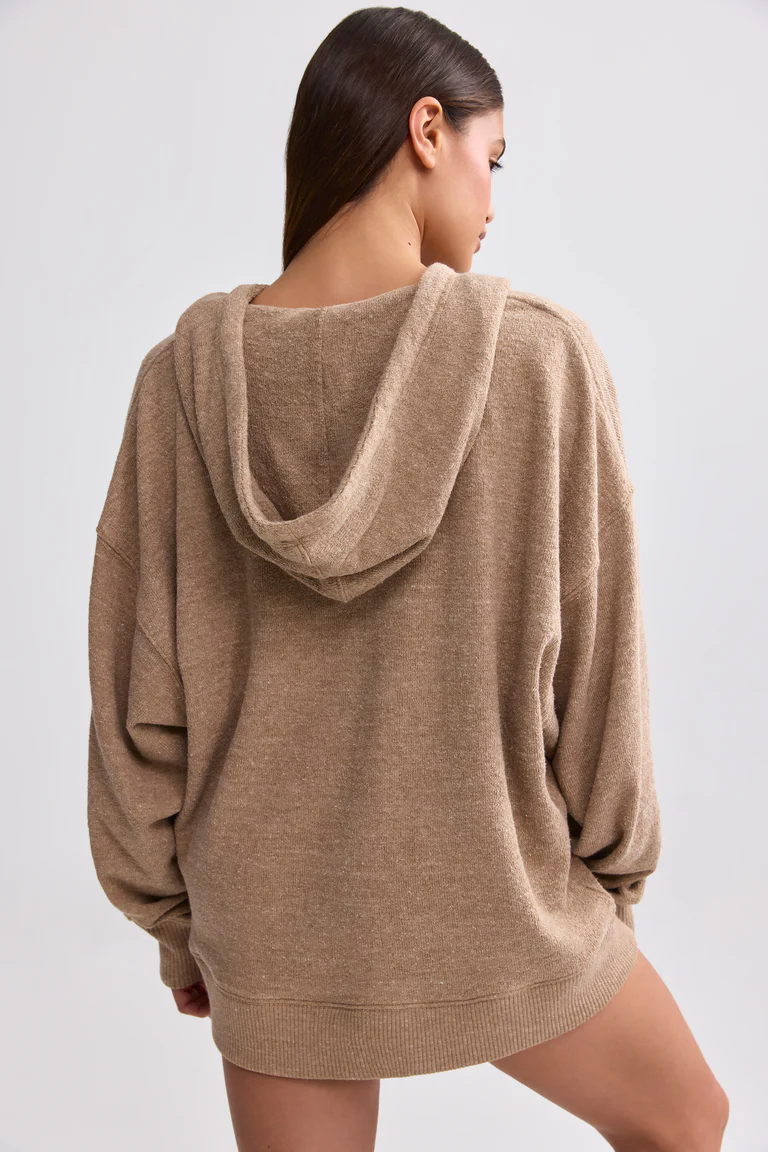 TOWELLING V-NECK HOODIE