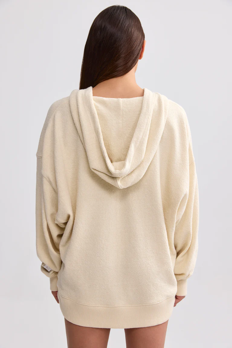 TOWELLING V-NECK HOODIE